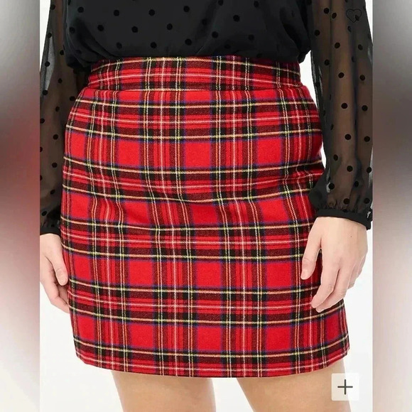 J Crew Skirt Tartan Red Plaid A-Line Women’s Size 22 NWT Wool Blend Lined - Picture 2 of 10